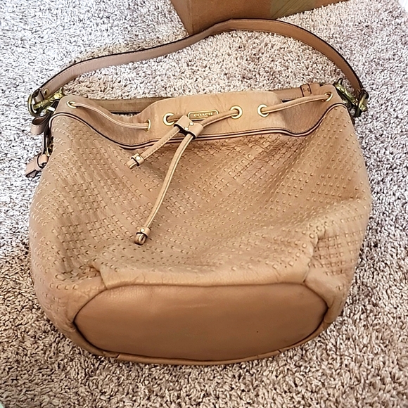 Coach Madison Marielle Woven Leather Drawstring Handbag GUC - Picture 9 of 16